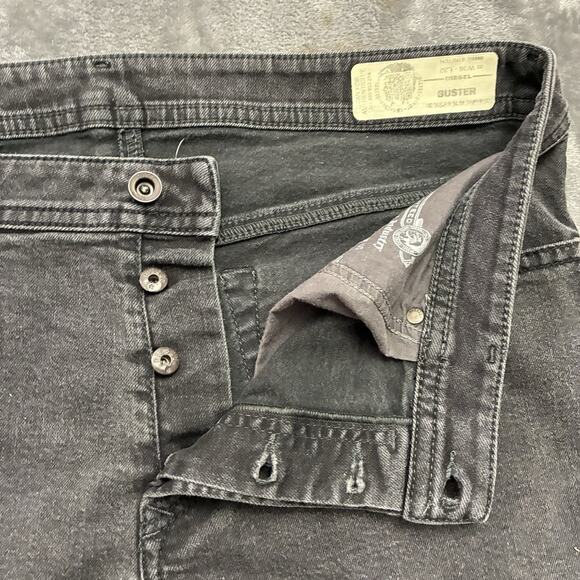Diesel Jeans Mens 36x32 Black Buster Regular Slim Tapered 5 Pocket Stretch Denim - Picture 3 of 13